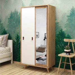 Hanah Home Armario con Espejo Roble y Blanco